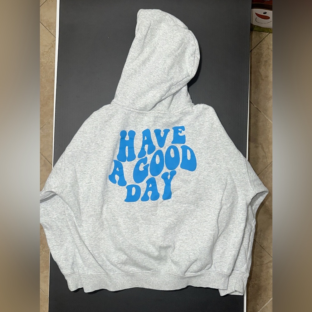 Cotton On Gray Hoodie with Blue Graphic - Picture 2 of 2